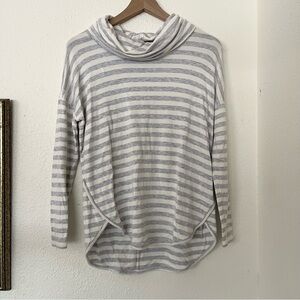 Lou & Grey gray and white striped cowl neck top